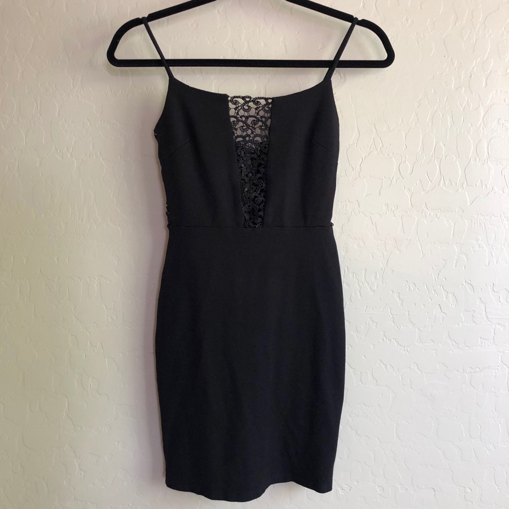 Fashion Nova Dress lace inserts black